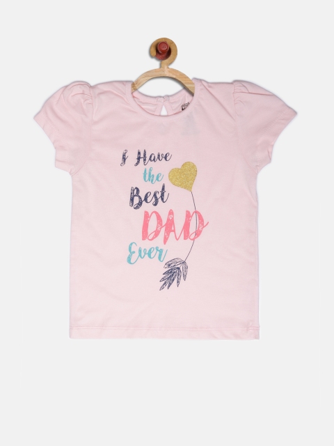 

MINI KLUB Girls Pink Printed Round Neck T-shirt