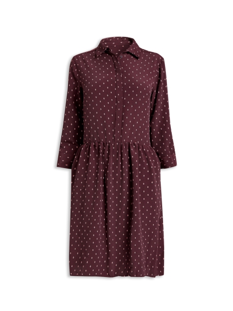 

next Women Maroon Printed Fit and Flare Dress