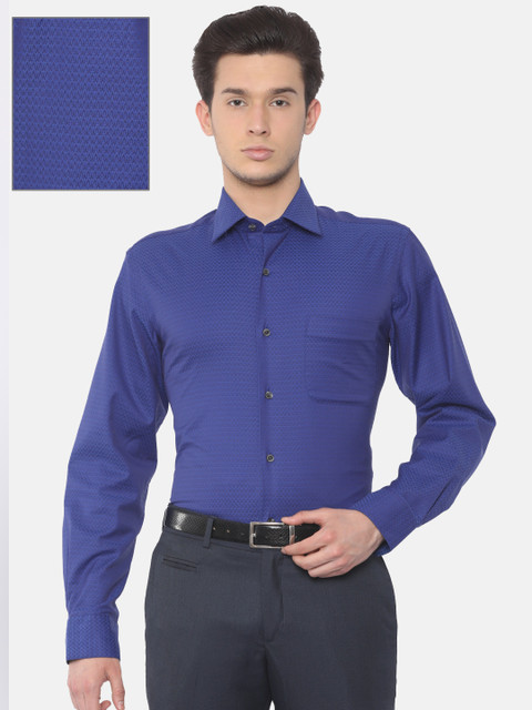 

Arrow Men Blue Regular Fit Self Design Formal Shirt