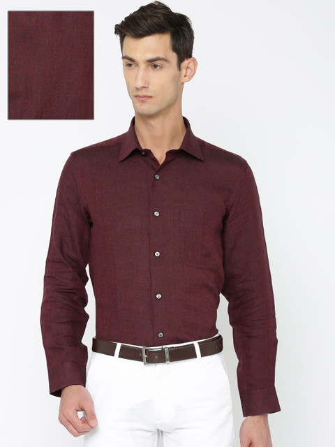

Arrow Men Maroon Linen Regular Fit Solid Formal Sustainable Shirt