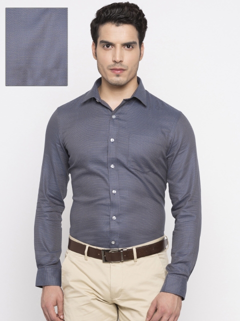 

Arrow Men Blue Regular Fit Self Design Formal Shirt