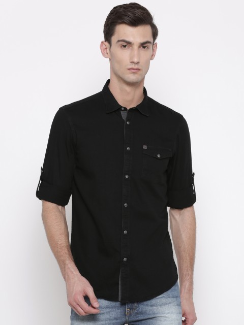 

Arrow Blue Jean Co. Men Black Slim Fit Solid Casual Shirt