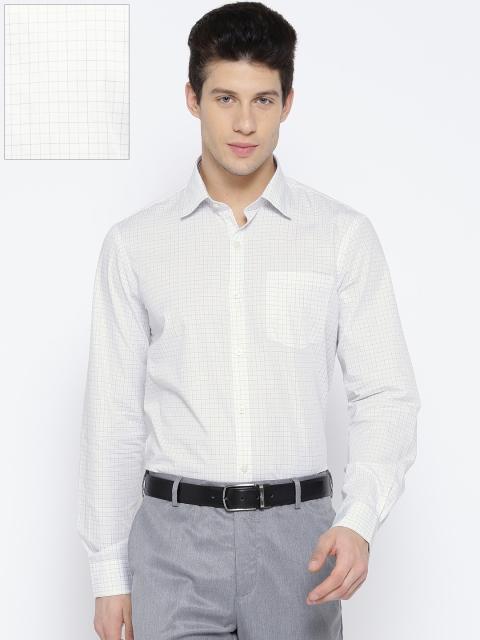

Arrow Men White & Green Slim Fit Checked Formal Shirt