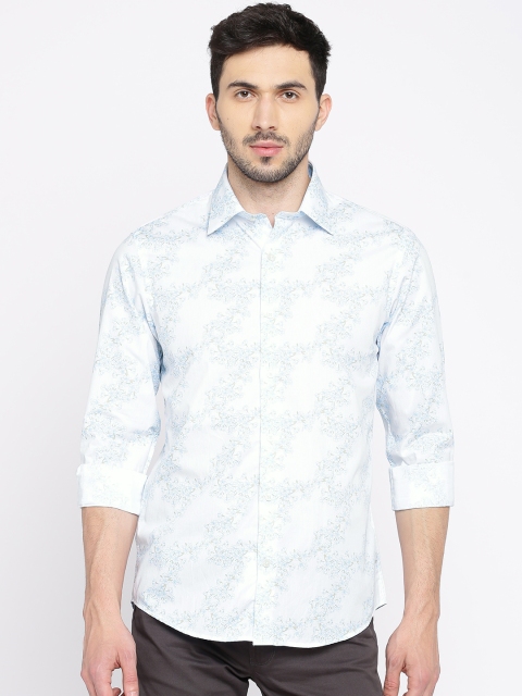 

Arrow Men White & Blue Slim Fit Printed Casual Shirt