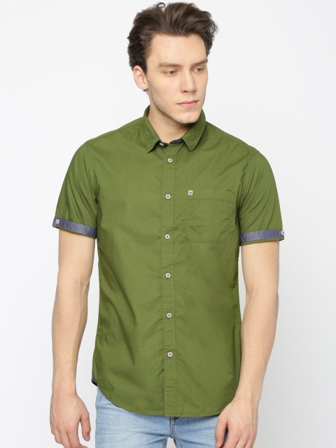 

Arrow Blue Jean Co. Men Green Slim Fit Solid Casual Shirt