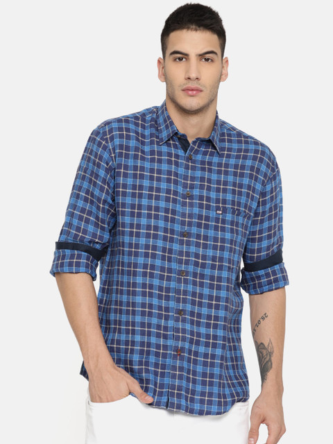 

Arrow Sport Men Blue Linen Checked Casual Sustainable Shirts