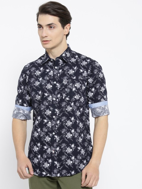 

Arrow Sport Men Navy Slim Fit Printed Casual Shirt, Navy blue