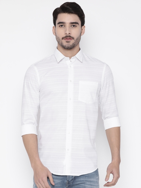 

Arrow New York Men White Slim Fit Striped Casual Shirt