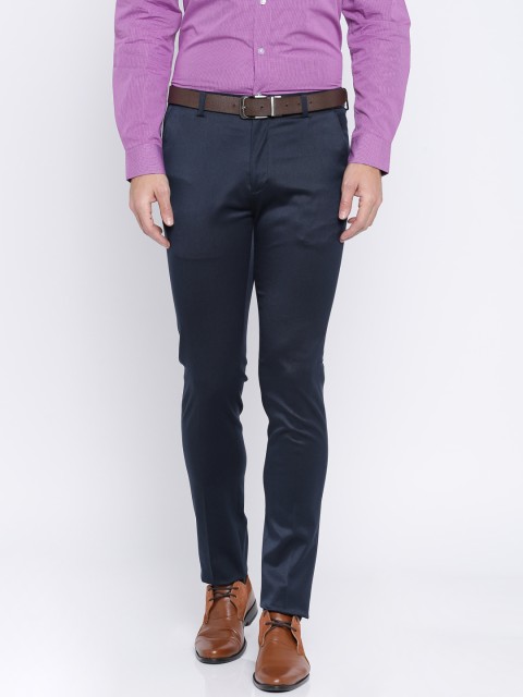 

Arrow New York Men Navy Blue Super Slim Fit Solid Formal Trousers