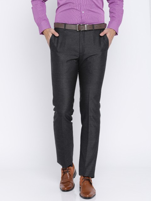 

Arrow New York Men Charcoal Grey Tapered Fit Solid Formal Trousers