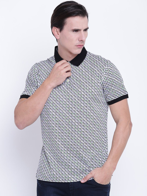 

Arrow Sport Men White & Black Printed Polo Collar T-shirt
