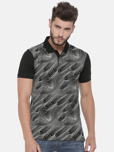 

Arrow New York Men Black Printed Polo Collar T-shirt
