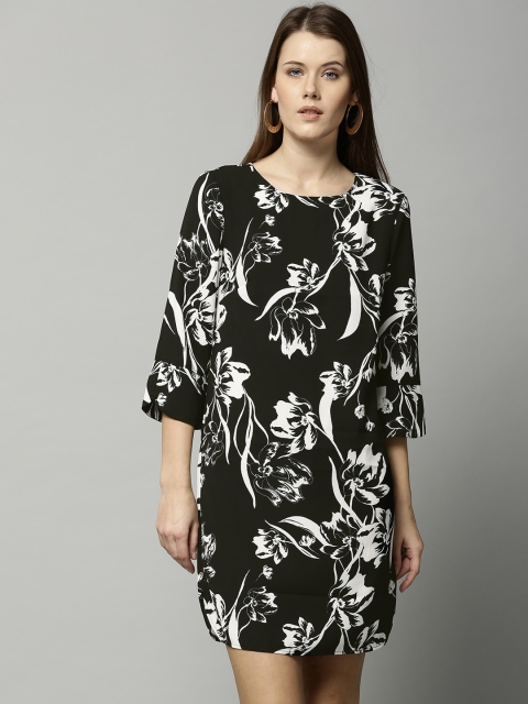 

Marks & Spencer Women Black & White Floral Print A-Line Dress