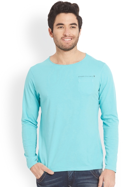 

SPYKAR Men Blue Solid Round Neck T-shirt