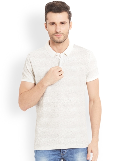 

SPYKAR Men White Self-Design Polo Collar Regular Fit T-shirt
