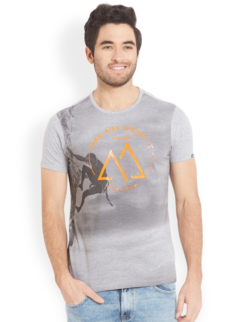 

SPYKAR Men Grey Solid Round Neck Slim Fit T-shirt