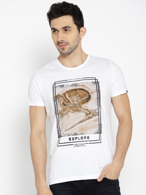 

SPYKAR Men White Solid Round Neck Slim Fit T-shirt