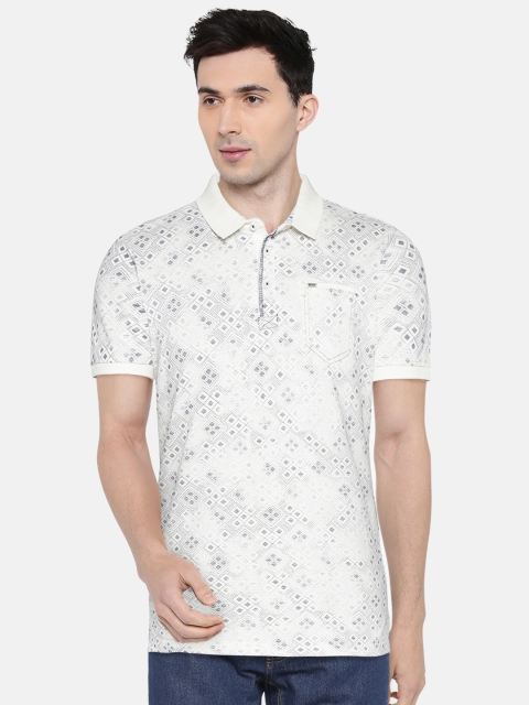 

SPYKAR Men White Printed Polo Collar T-shirt