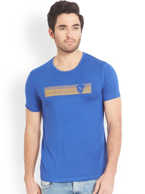 

SPYKAR Men Blue Solid Round Neck Regular Fit T-shirt