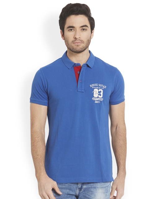 

SPYKAR Men Blue Solid Polo Collar T-shirt