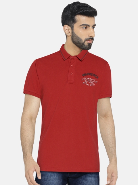 

SPYKAR Men Red Solid Polo Collar T-shirt