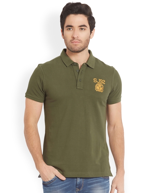 

SPYKAR Men Green Solid Polo Collar T-shirt