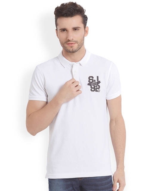 

SPYKAR Men White Solid Polo Collar T-shirt