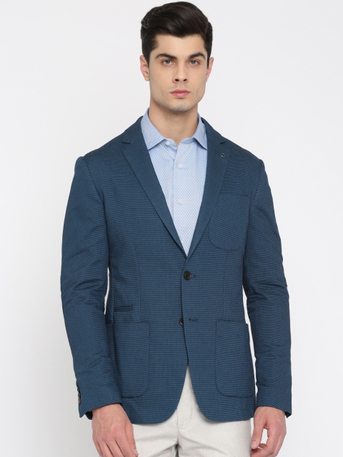 

V Dot Blue Slim Fit Single-Breasted Casual Blazer