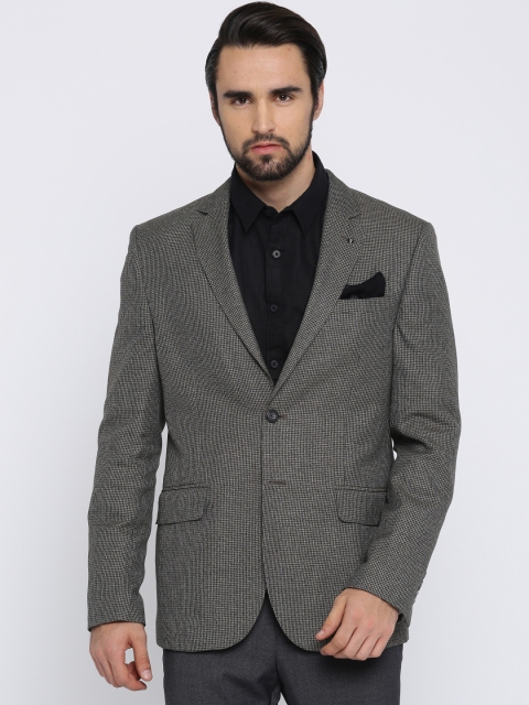 

Van Heusen Brown Checked Slim Fit Single-Breasted Formal Blazer