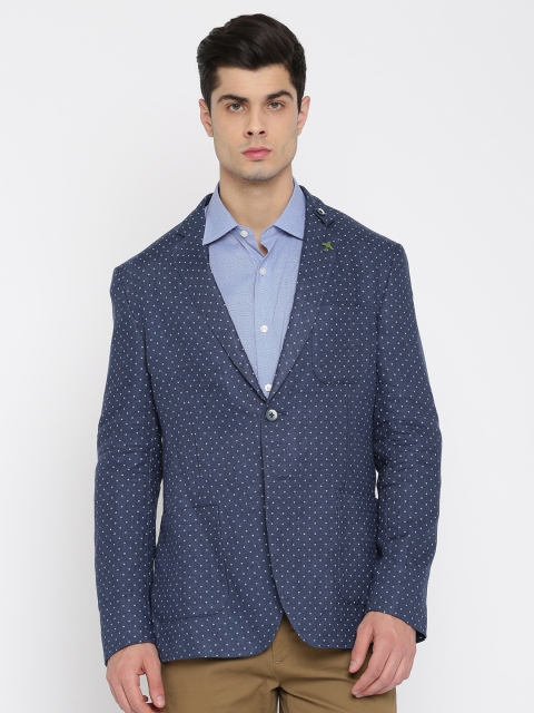 

Van Heusen Sport Blue Self-Design Slim Fit Linen Single-Breasted Casual Blazer