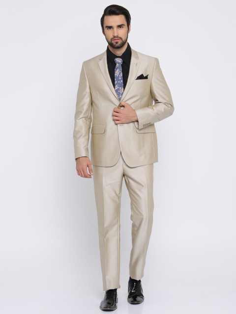 

Van Heusen Men Beige Patterned Slim Fit Single-Breasted Party Suit