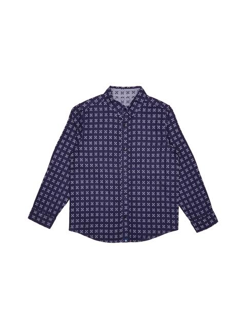 

United Colors of Benetton Boys Blue Regular Fit Self Design Casual Shirt