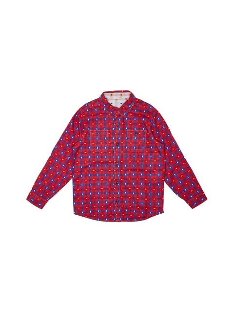 

United Colors of Benetton Boys Red Regular Fit Checked Casual Shirt