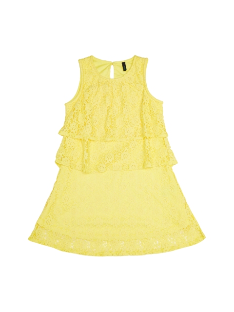 

United Colors of Benetton Girls Yellow Lace A-Line Dress
