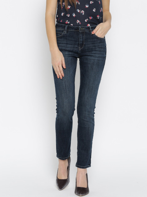 

ESPRIT Women Navy Blue Slim Fit Mid-Rise Clean Look Stretchable Jeans