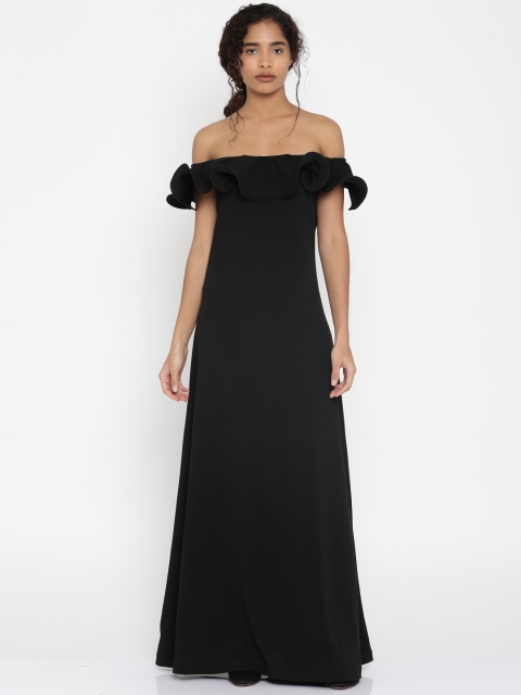 

THE SILHOUETTE STORE Women Black Solid Maxi Dress