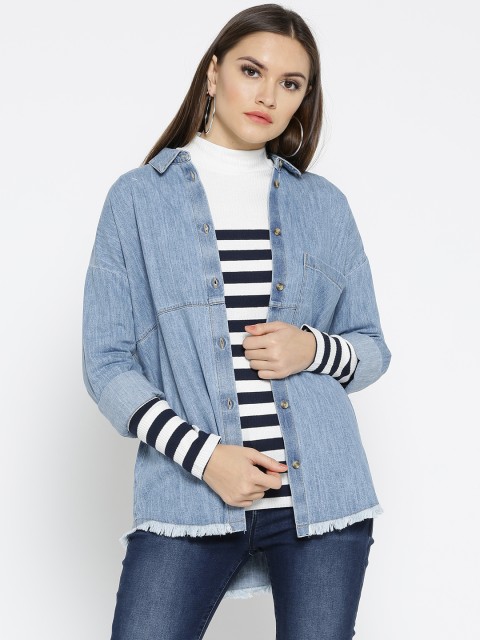 

ESPRIT Women Blue Solid Chambray Shirt