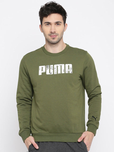 

Puma Men Olive Green Printed Sweatshirt
