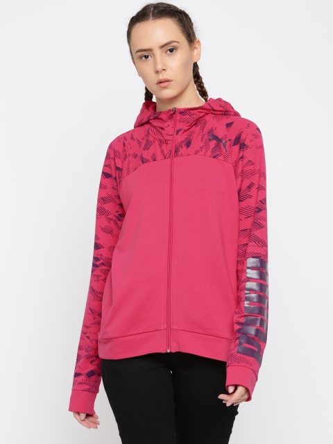 

Puma Women Pink Printed URBAN SPORTS FZ Graphic Hoody W Sweatshirt
