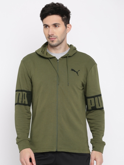 

Puma Men Olive Green Solid Hooded Sweatshirt