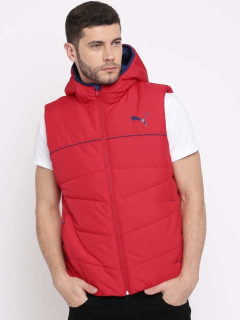 

Puma Men Red Solid Padded Hooded Jacket