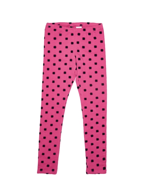 

United Colors of Benetton Girls Pink & Black Printed Ankle-Length Leggings