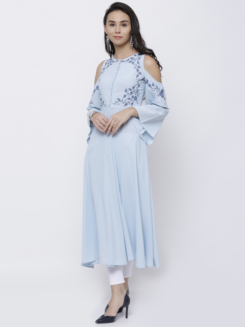 

Vishudh Women Blue Solid Anarkali Kurta