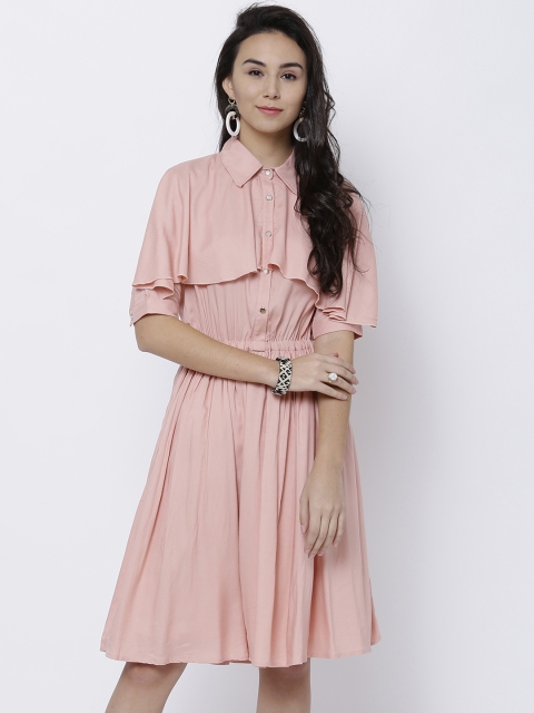 

Tokyo Talkies Women Pink Solid Fit & Flare Dress
