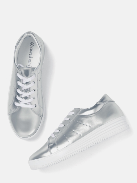 

DressBerry Women Silver-Toned Sneakers