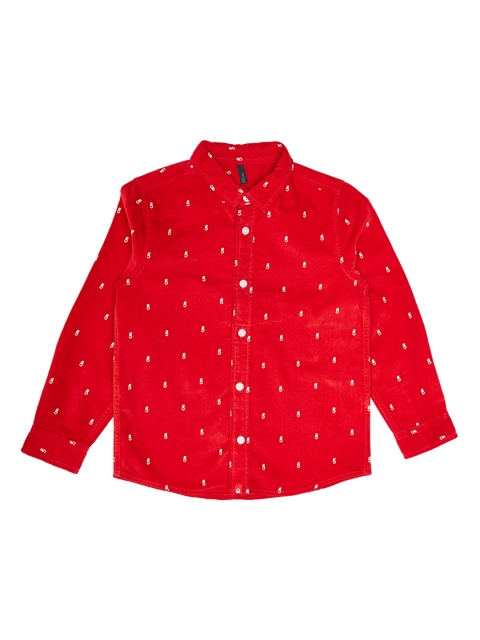 

United Colors of Benetton Boys Red Regular Fit Printed Casual Shirt