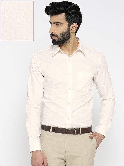 

Park Avenue Men Cream-Coloured Super Slim Fit Self-Checked Formal Shirt
