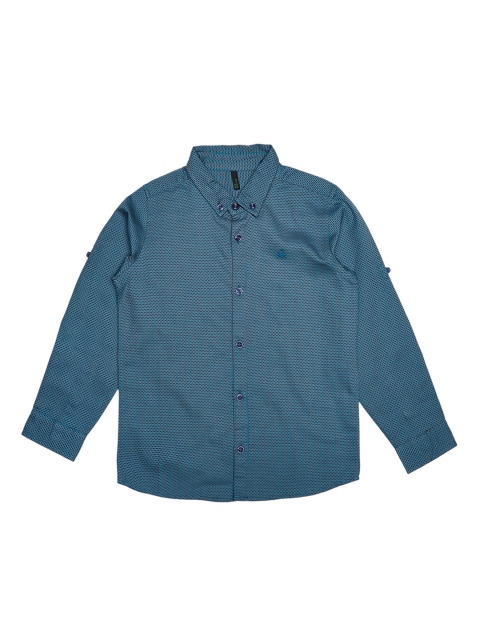 

United Colors of Benetton Boys Teal Regular Fit Solid Casual Shirt