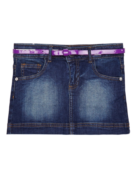 

United Colors of Benetton Girls Blue Denim Pure Cotton Skirt