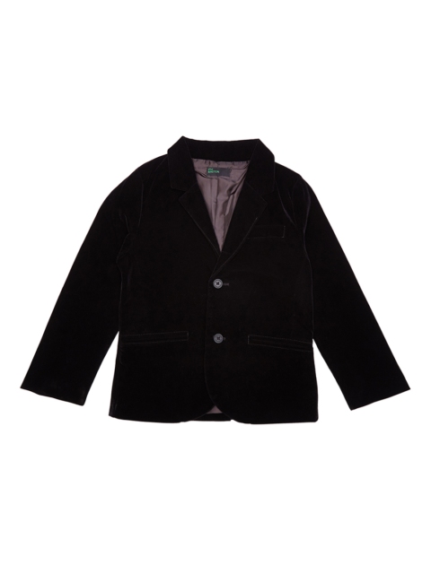 

United Colors of Benetton Boys Black Solid Open Front Jacket